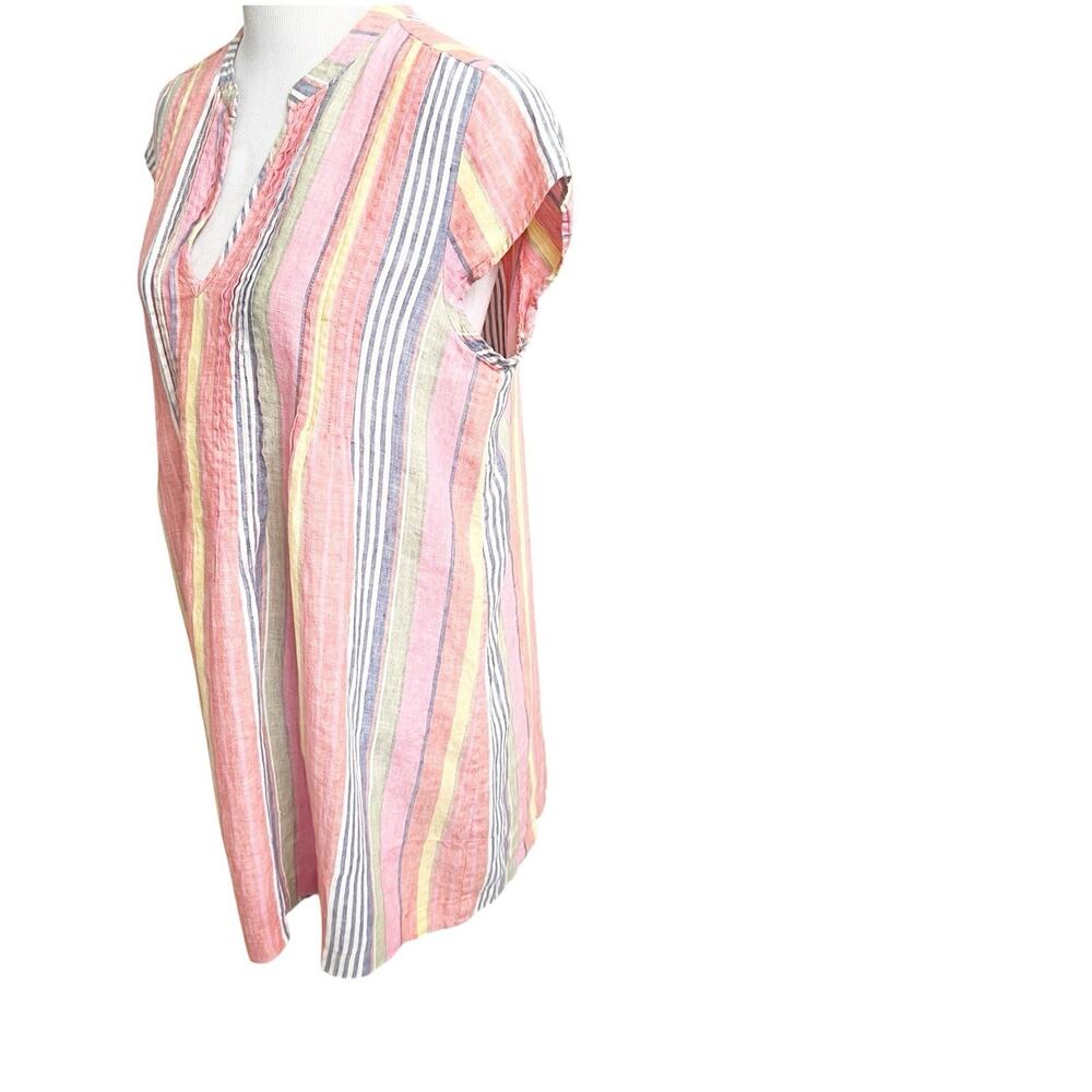 Sundays Striped Linen Sheath Dress Multicolor Size 2/Medium V-Neck Boho Beachy - Picture 3 of 16